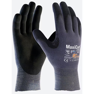 ATG MaxiCut® Ultra™ AD-APT® 52-4745D Cut Resistant Gloves - Cut D - UHMWPE Liner - Nitrile Palm Coated - Touchscreen - Black/Grey - 12