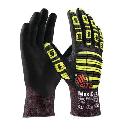 ATG MaxiCut® Ultra™ AD-APT® 52-6745FI Impact Protection Gloves - Cut F - UHMWPE Liner - Nitrile Palm Coated - Touchscreen - Black/Hi-Vis Yellow - 10
