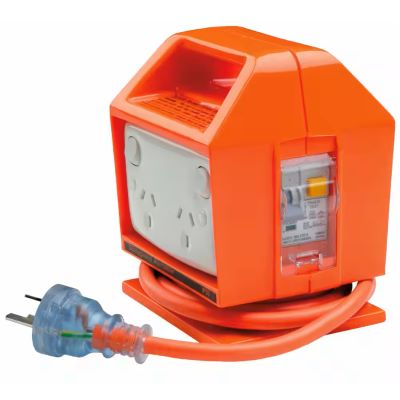 Clipsal Safety and Protection 485P4CB30-EO RCD Protected Quad Switch Socket Outlet - 250V - 10A - 30mA RCD - Electric Orange